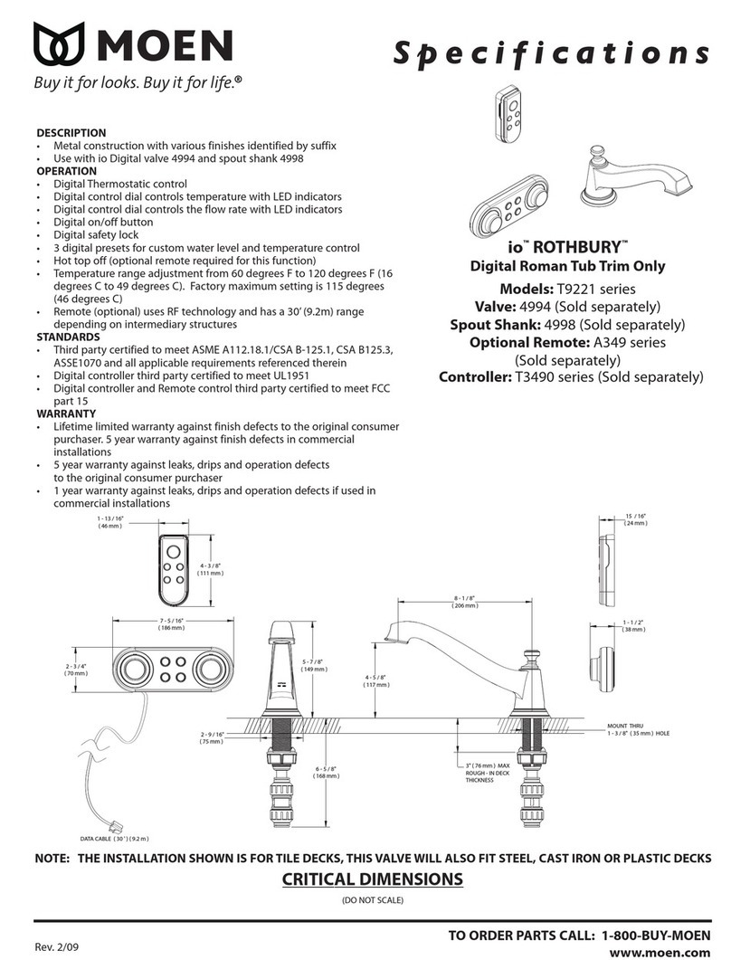 Moen T9221 Series User manual Moen T9221 Series User manual