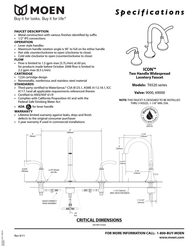 Moen ICON T6520 Series Specifications