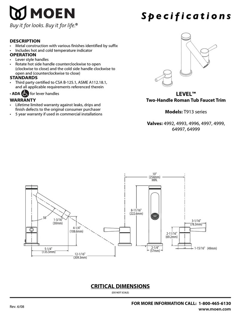 Moen LEVEL T913 Series Specifications