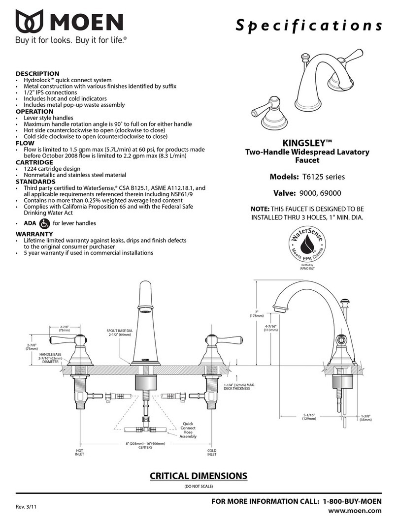 Moen KINGSLEY T6125 Series Specifications