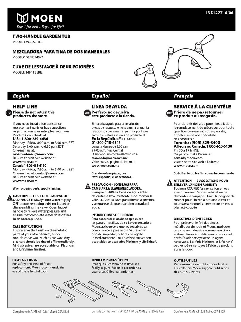 Moen T4943 Series user manual Moen T4943 Series user manual