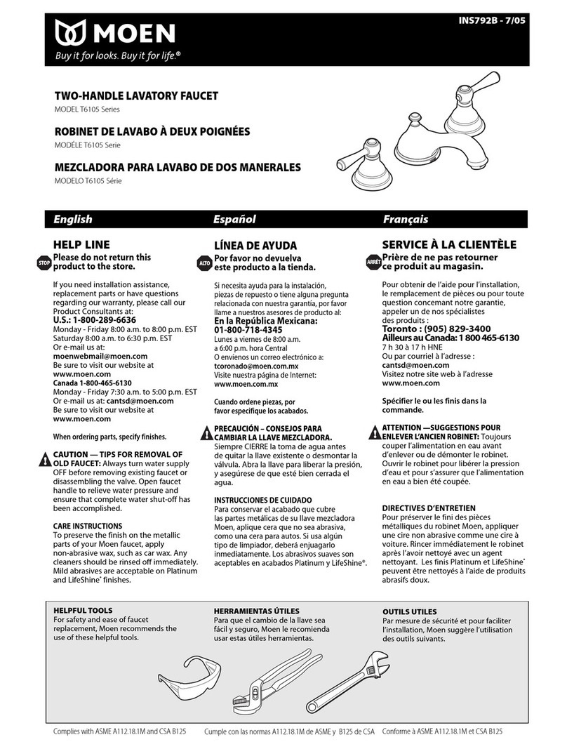 Moen T6105 Series instruction manual Moen T6105 Series instruction manual