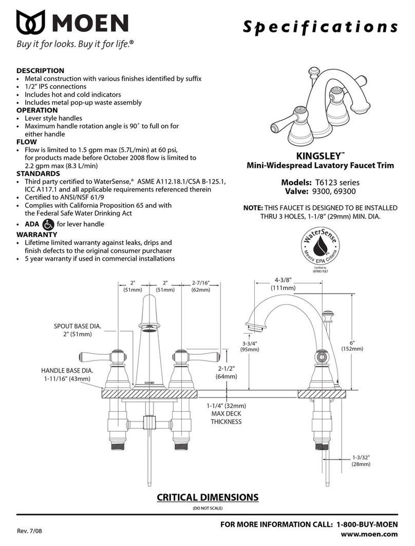 Moen KINGSLEY T6123 series Specifications