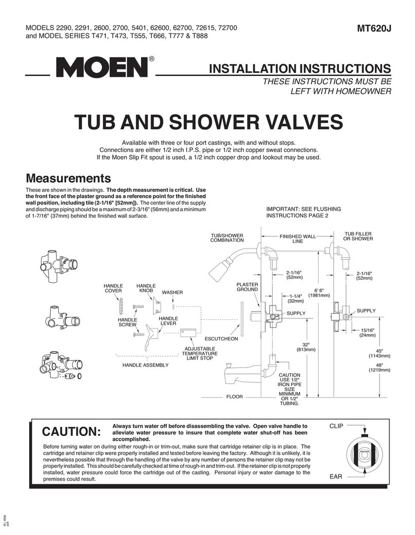 Moen TUB AND SHOWER VALVES 2290 installation instructions Moen TUB AND SHOWER VALVES 2290 installation instructions