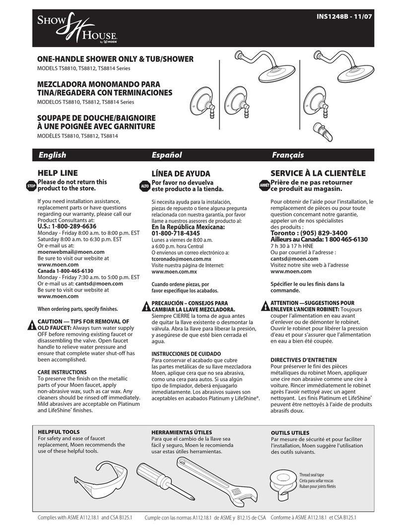 Moen Show House TS8810 Series User manual