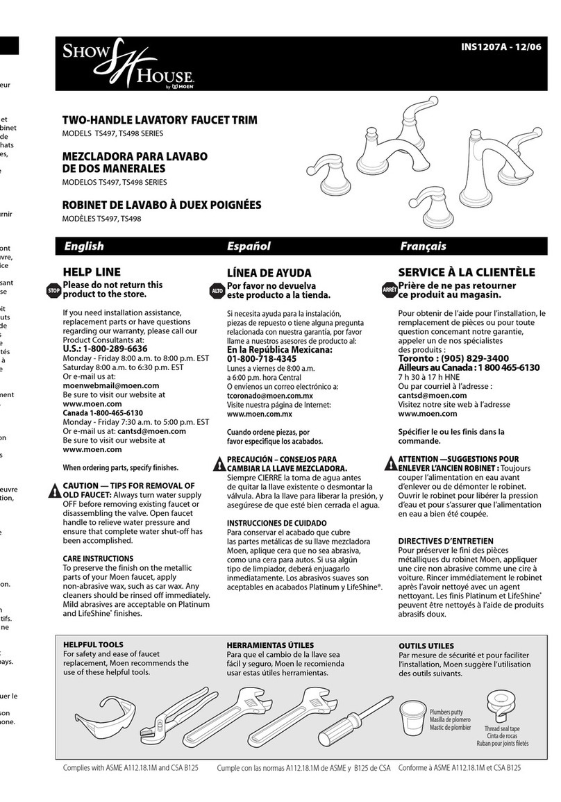 Moen Show House TS497 SERIES User manual