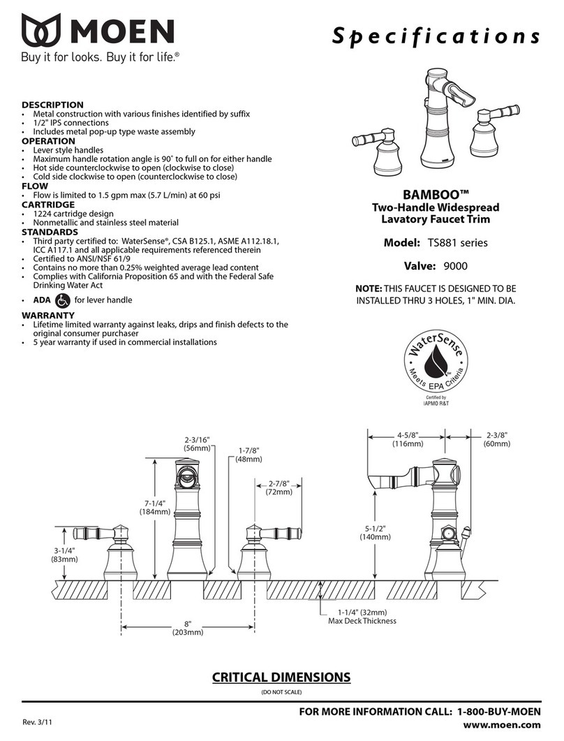 Moen BAMBOO TS881 Series Specifications Moen BAMBOO TS881 Series Specifications