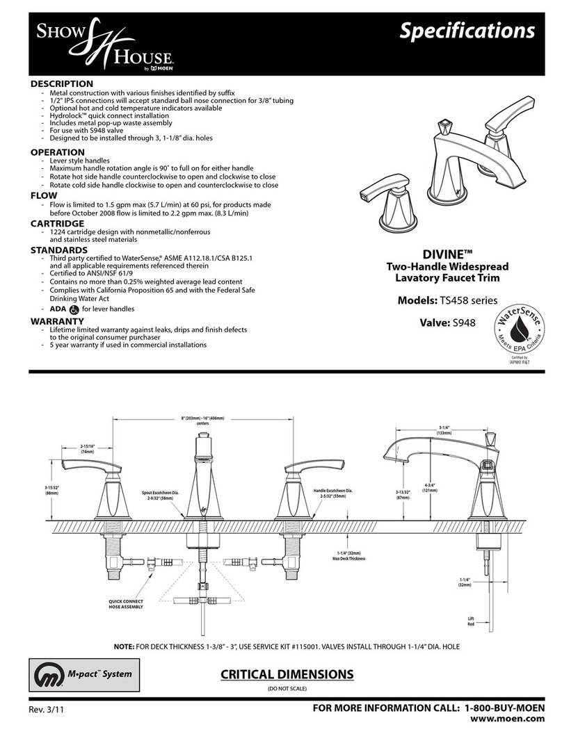 Moen TS458 Series User manual Moen TS458 Series User manual