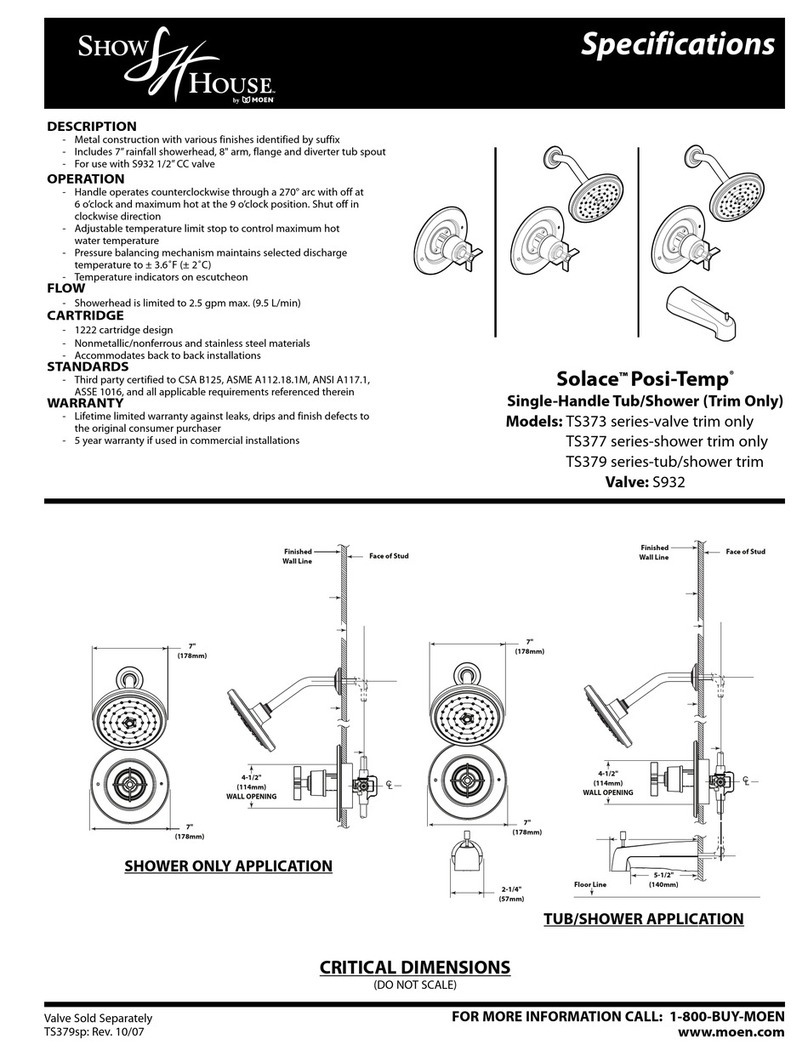Moen Show House Solace TS373 Series User manual Moen Show House Solace TS373 Series User manual