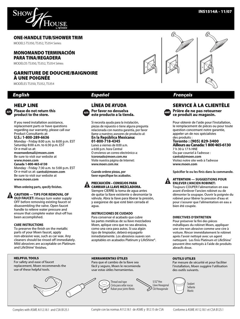 Moen TS354 Series instruction manual