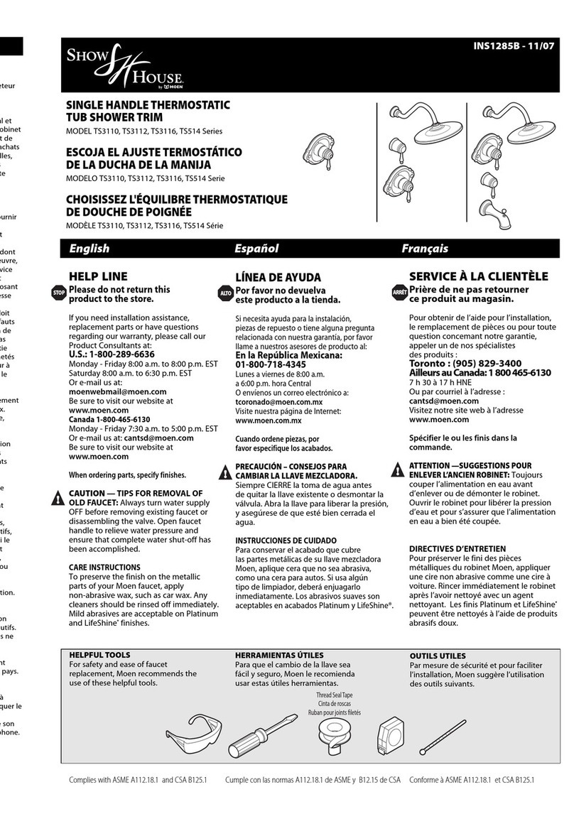 Moen TS3110 Series User manual