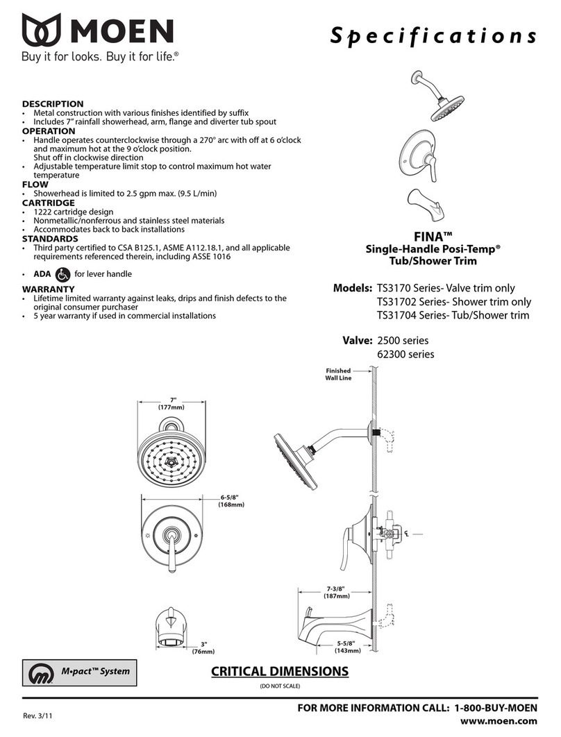 Moen TS3170 Series Specification sheet