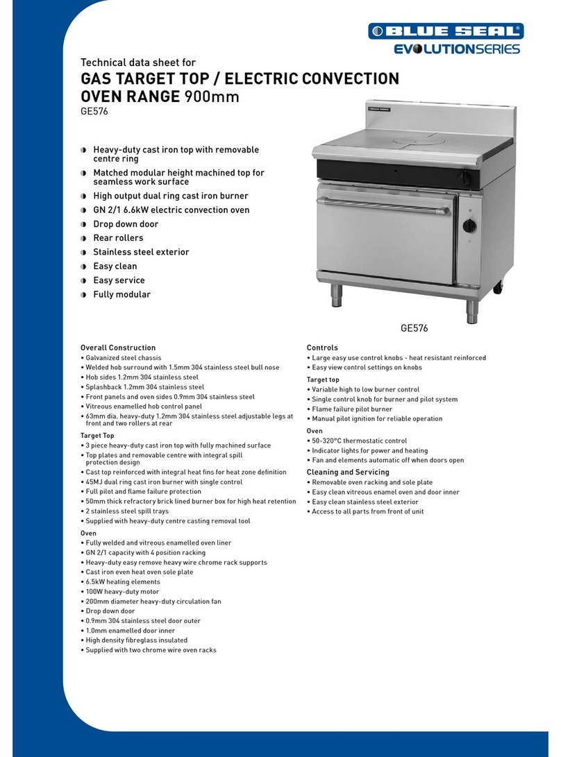 Moffat Blue Seal Evolution GE576 Technical data sheet