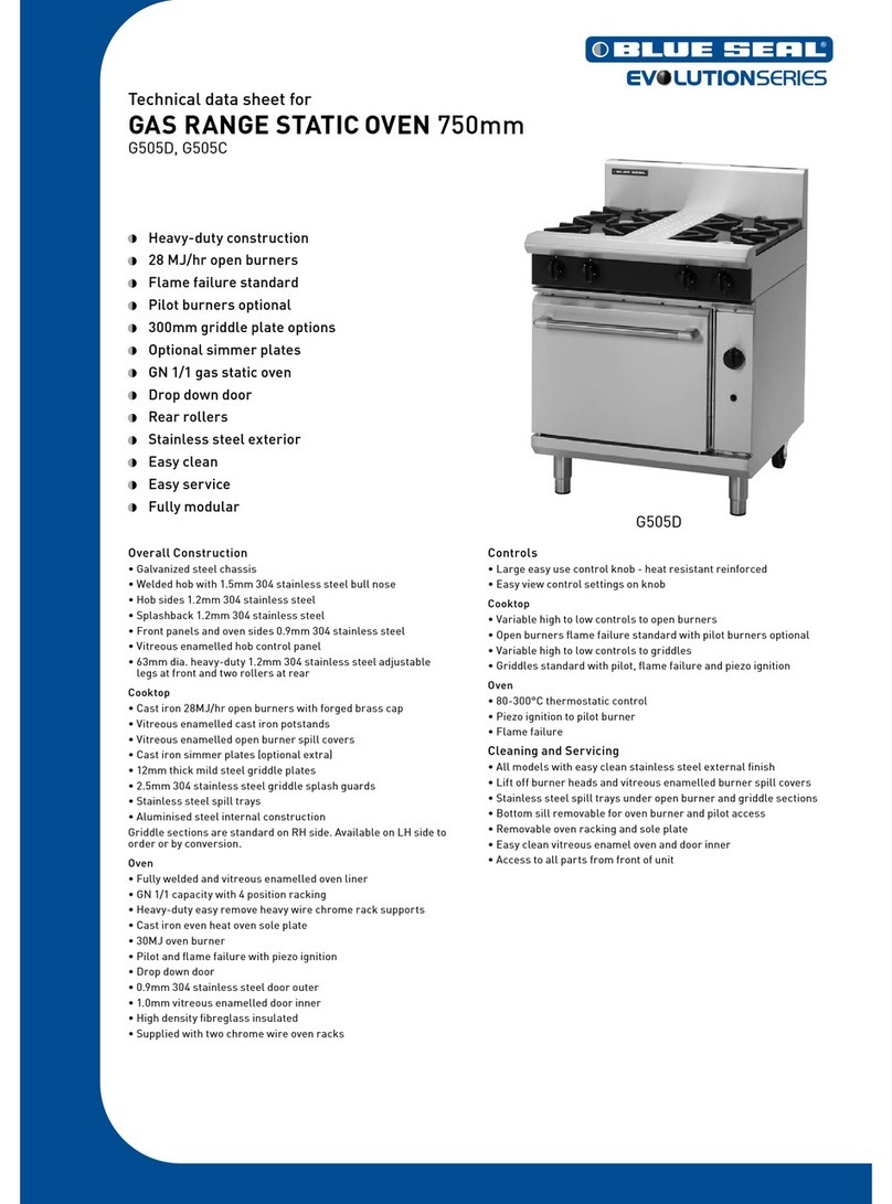 Moffat Blue Seal Evolution G505C Technical data sheet Moffat Blue Seal Evolution G505C Technical data sheet