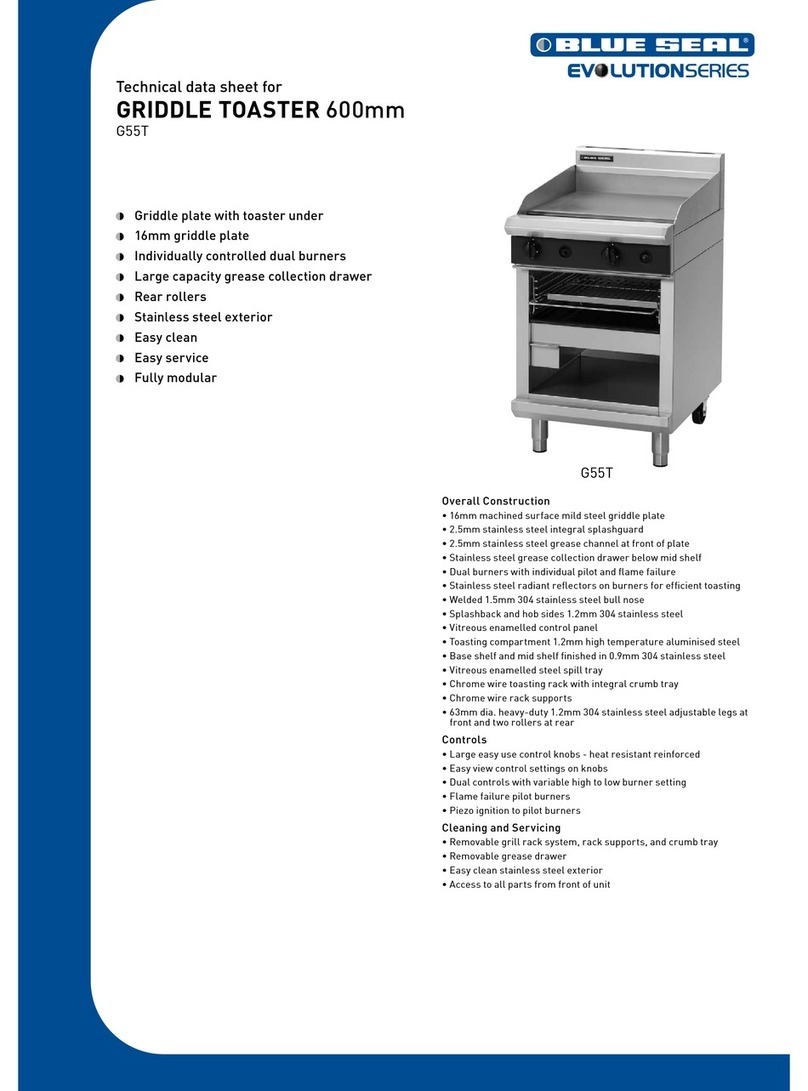Moffat Blue Seal Evolution G55T Technical data sheet