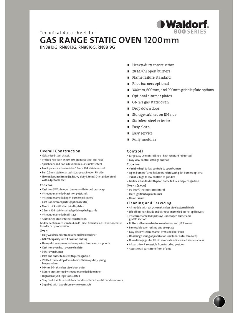 Moffat WALDORF RN8810G Technical data sheet