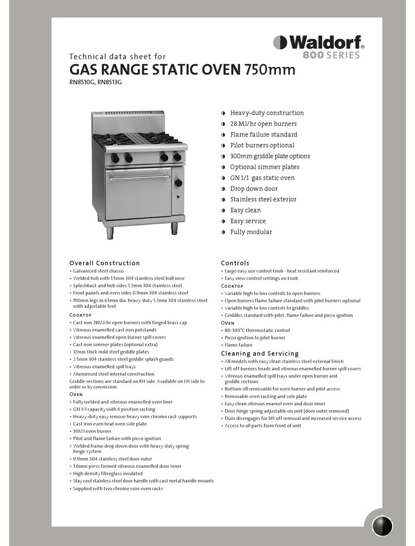 Moffat WALDORF RN8510G Technical data sheet