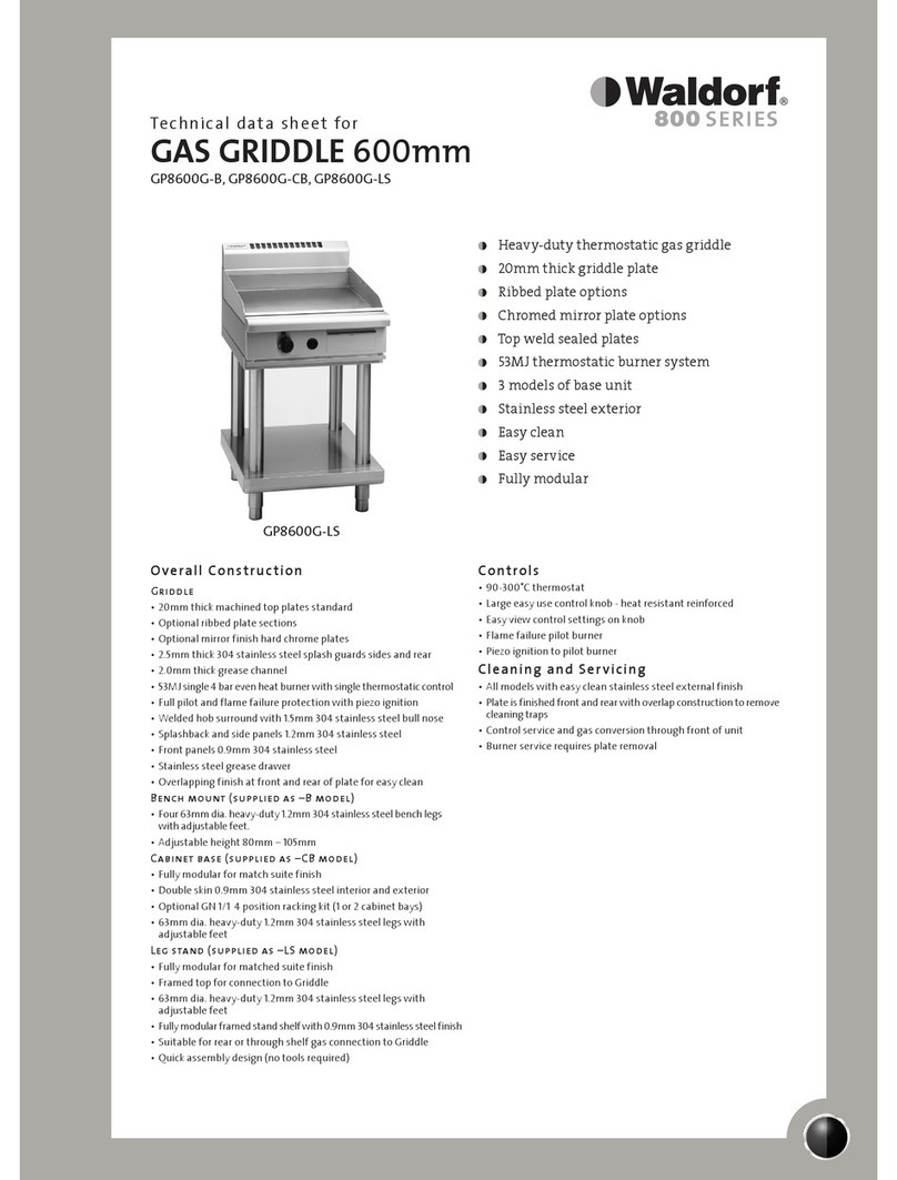 Moffat Waldorf GP8600G-LS Technical data sheet
