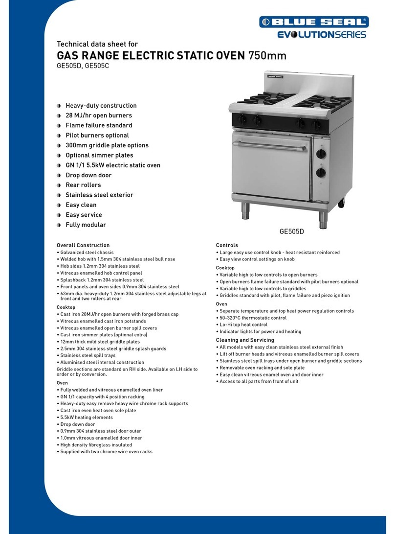 Moffat GE505C Technical data sheet