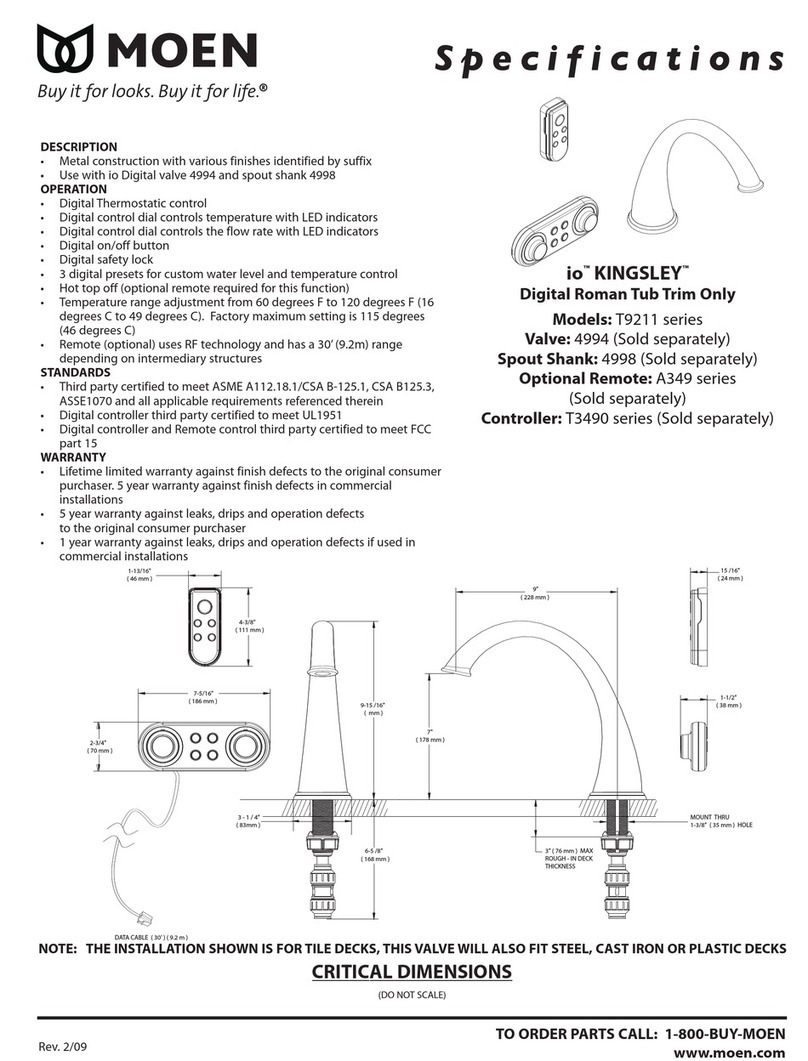Moen io KINGSLEY T9211 series User manual