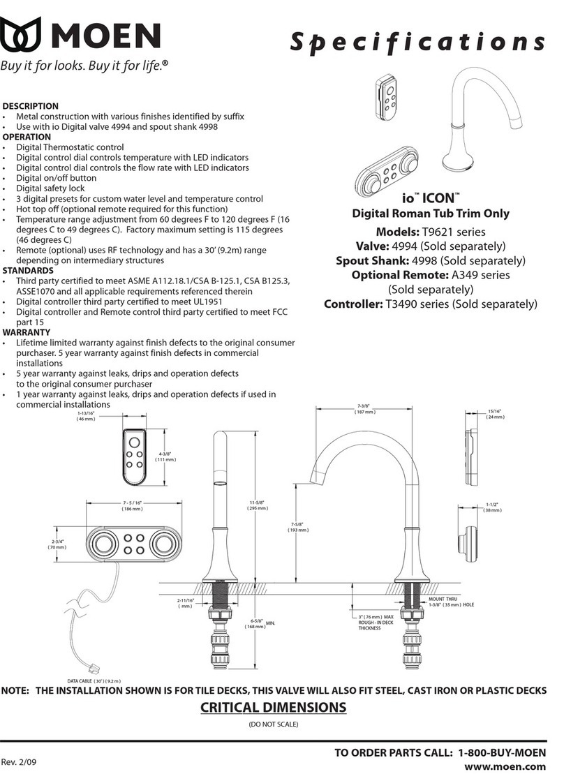 Moen io ICON T9621 series User manual Moen io ICON T9621 series User manual