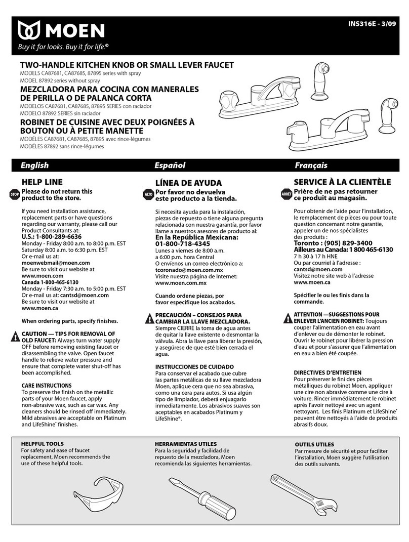 Moen INS316E - 3/09 Operational manual