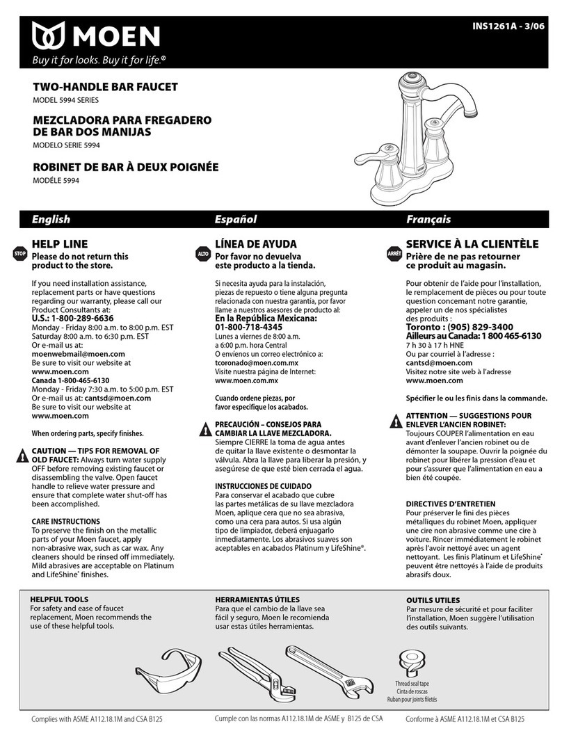 Moen INS1261A - 3/06 Product user manual Moen INS1261A - 3/06 Product user manual