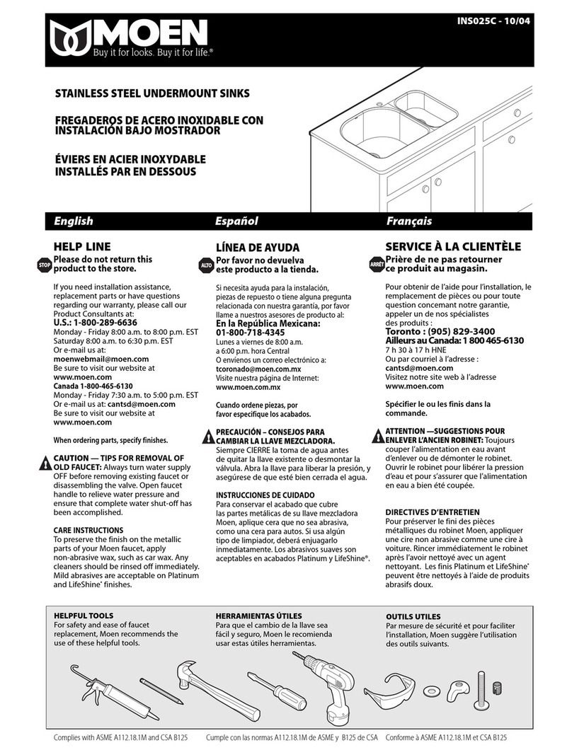 Moen INS025C - 10/04 Product user manual