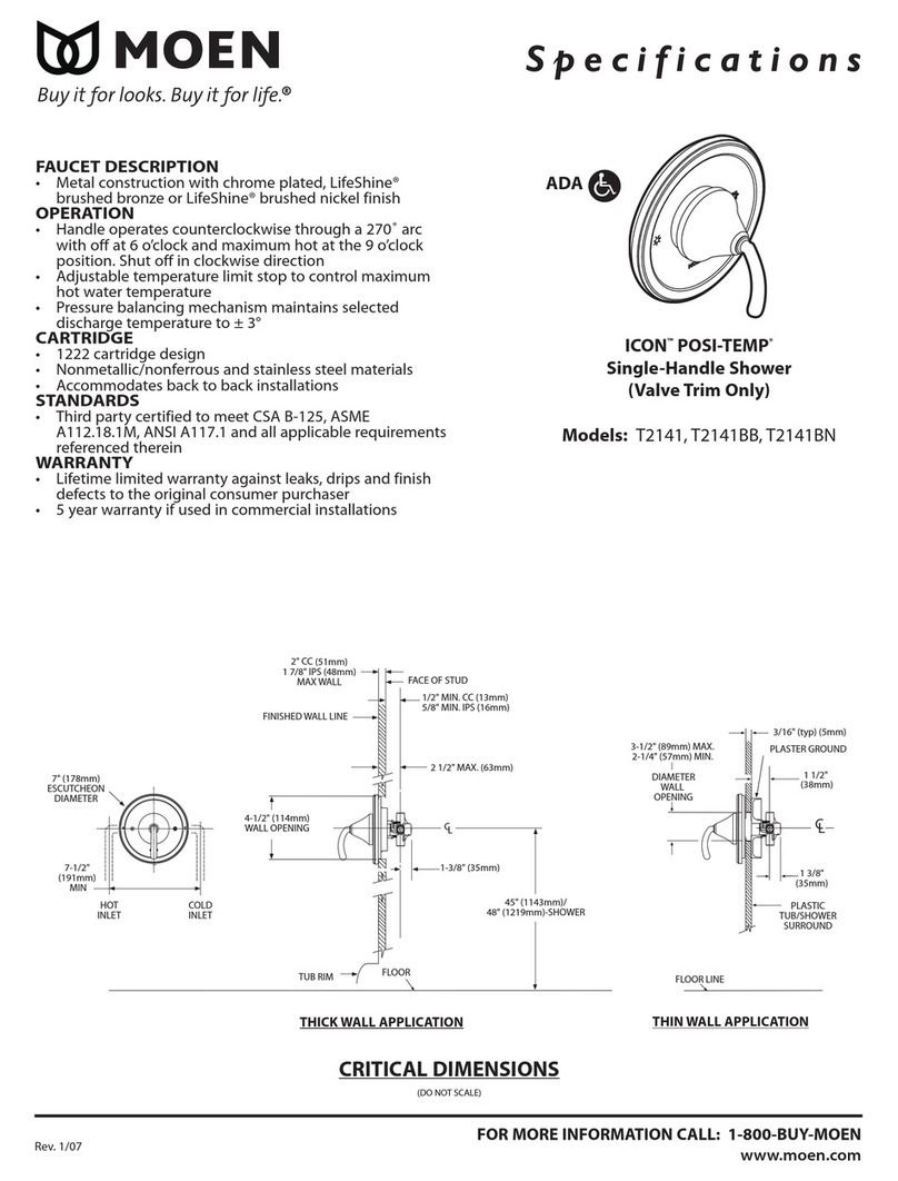 Moen Icon Posi-Temp T2141 Specification sheet