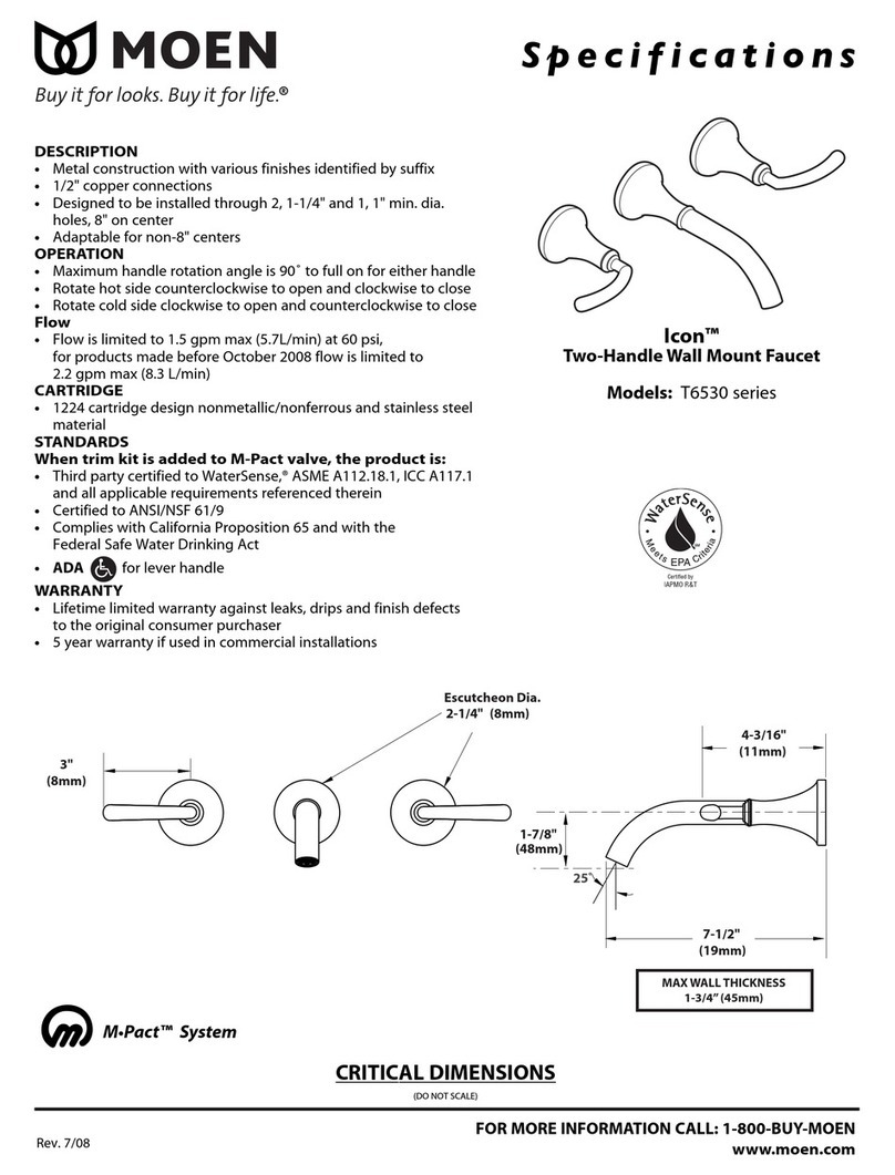 Moen Icon T6530 Series Specifications