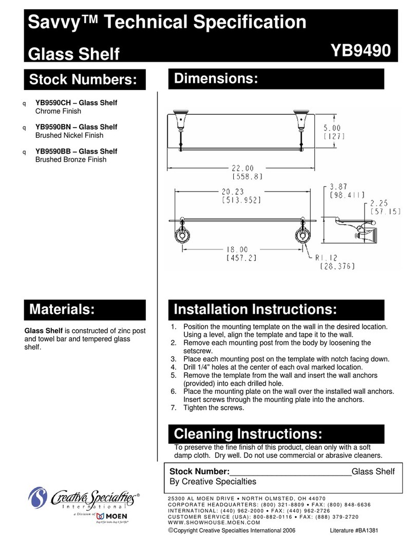 Moen Glass Shelf YB9490 Technical specifications