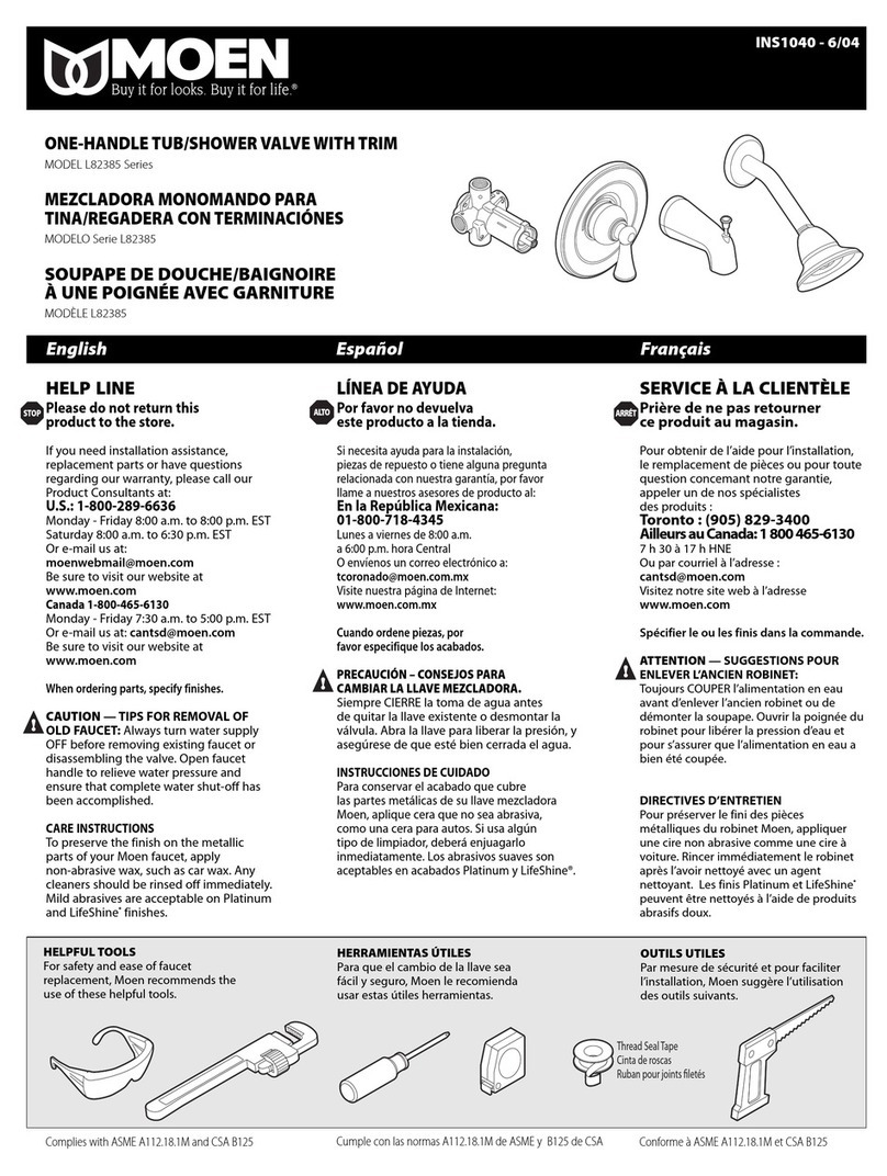Moen L82385 Series User manual