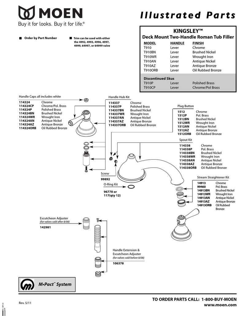 Moen Kingsley T910AN Illustrated parts manual Moen Kingsley T910AN Illustrated parts manual
