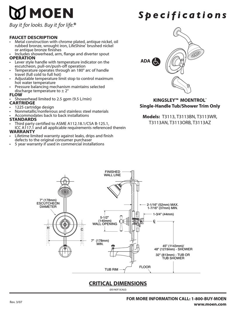 Moen KINGSLEY MOENTROL T3113 Specification sheet