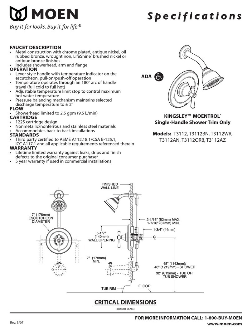 Moen KINGSLEY MOENTROL T3112 Specifications