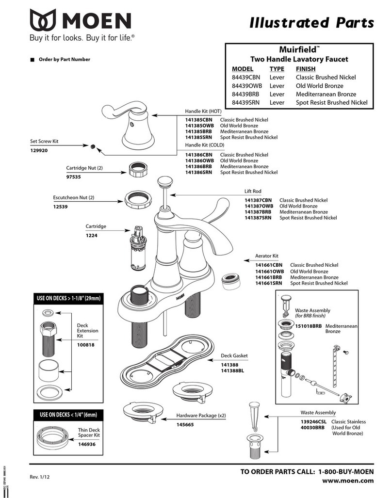 Moen Classic Brushed Nickel 84439CBN Illustrate parts list