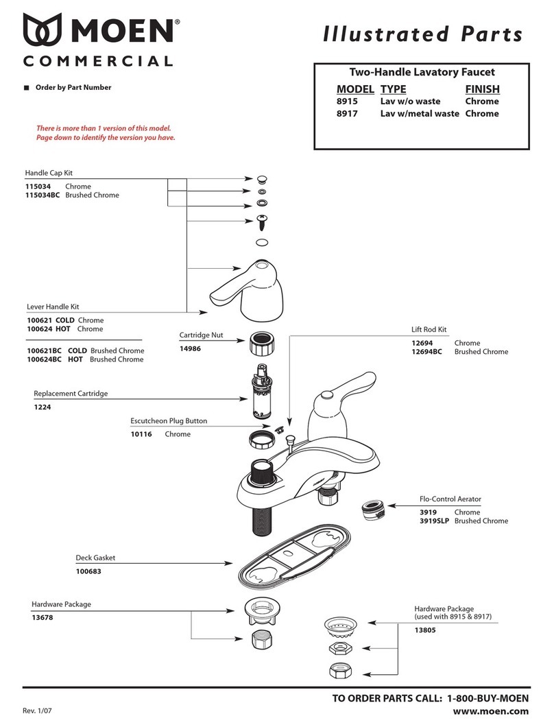 Moen Chrome 8915 Illustrate parts list Moen Chrome 8915 Illustrate parts list