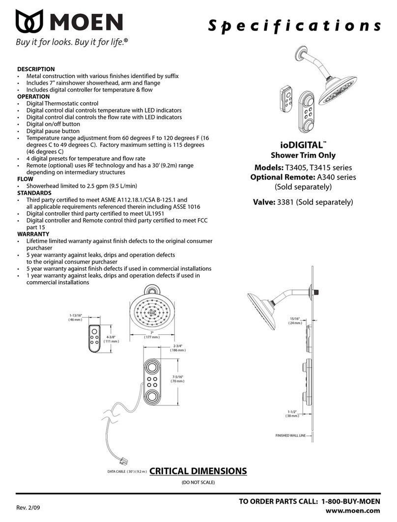 Moen Chrome T3405 Specifications
