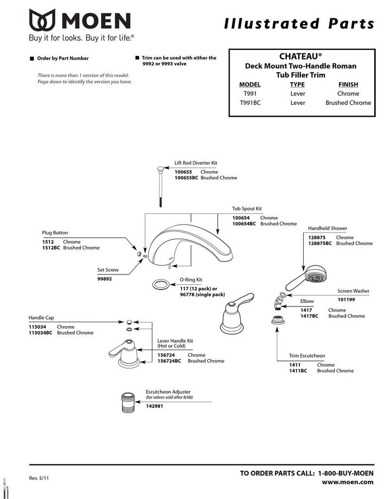 Moen CHATEAU T991 Illustrated parts list