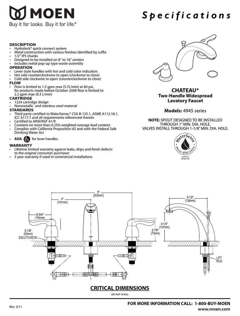 Moen Chateau 4945 Series Specifications