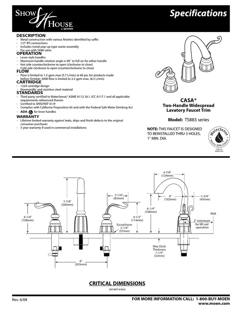 Moen Show House Casa TS883 Series Specifications