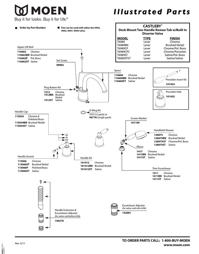 Moen CASTLEBY T6989 Illustrated parts list Moen CASTLEBY T6989 Illustrated parts list