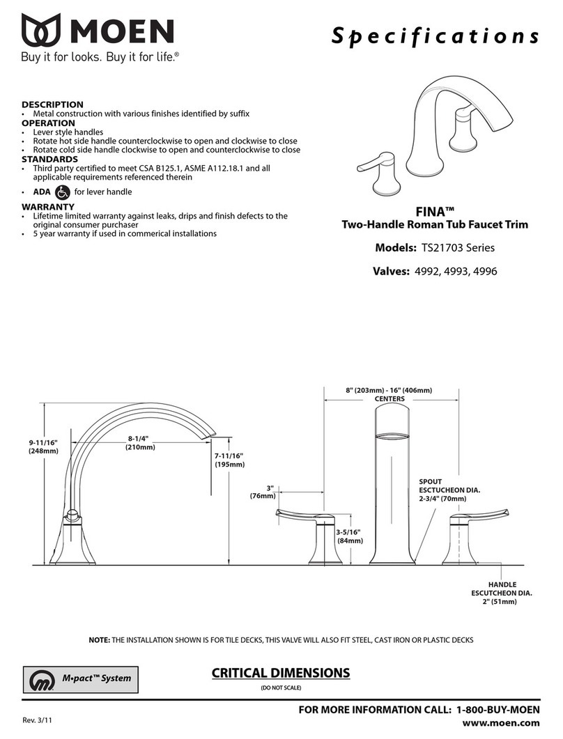 Moen Fina TS21703 Series Specifications