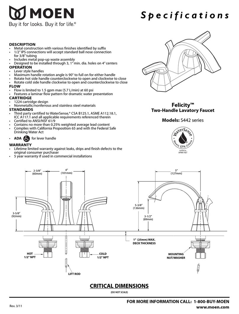 Moen Felicity S442 series Specifications