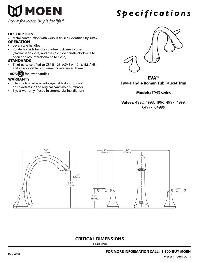 Moen EVA T943 series Specifications Moen EVA T943 series Specifications