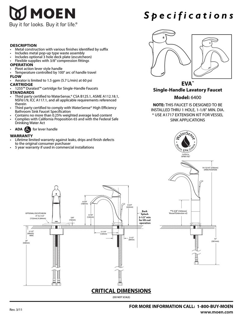 Moen EVA 6400 Specifications Moen EVA 6400 Specifications