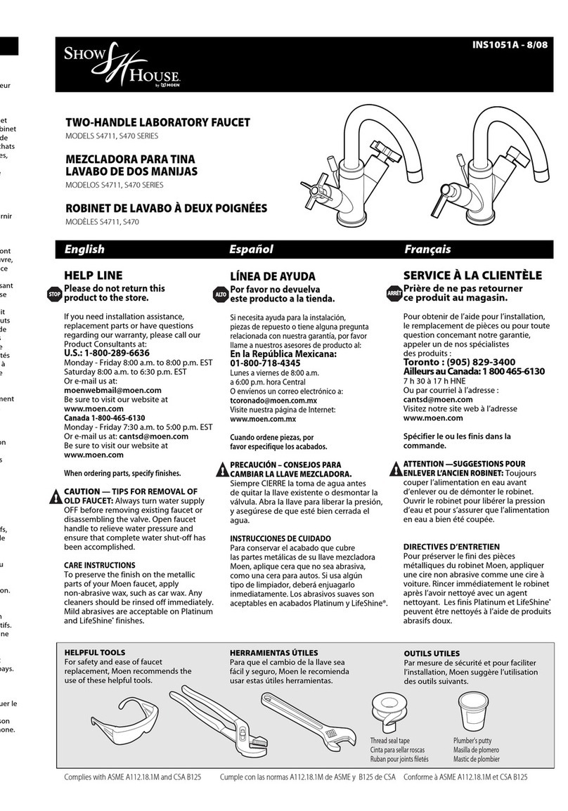 Moen Solace S470 Series instruction manual
