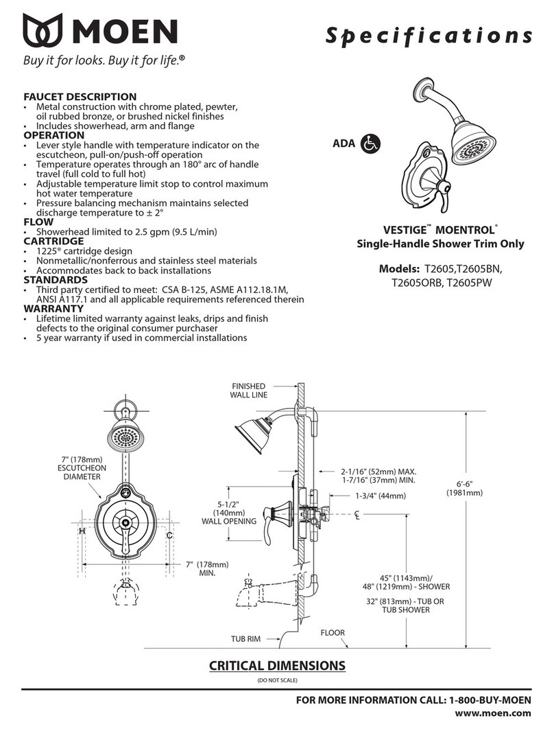 Moen Single-Handle Shower Trim Only T2605BN User manual Moen Single-Handle Shower Trim Only T2605BN User manual