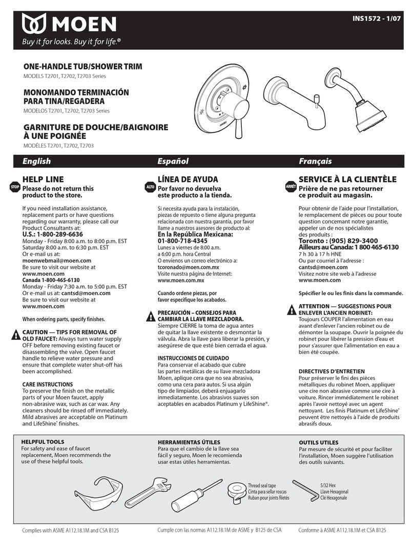 Moen T2701 Series manual