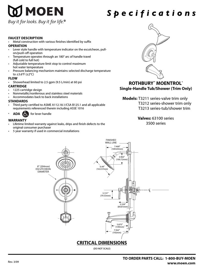 Moen T3211 Series Specifications